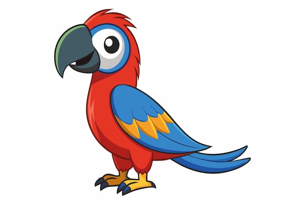 Papuga Z Kreskówki Z Dużym Uśmiechem Na Twarzy