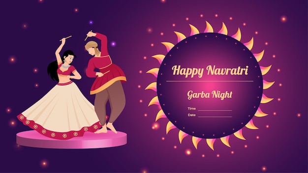 Para Dandiya Wektor Banner Kreatywny Dandiya Wektor Happy Navratri