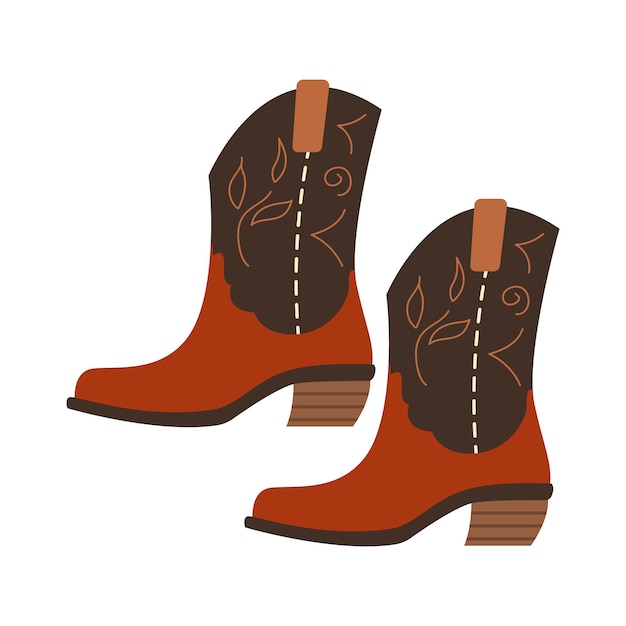 Para modnych butów kowbojskich w stylu bohemy Zamszowe modne buty dla kobiet ilustracji wektorowych