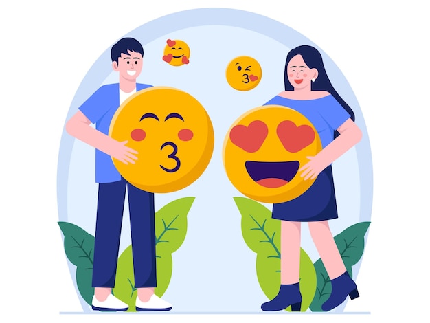 Plik wektorowy para reakcja miłości ilustracja emoji