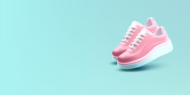Plik wektorowy para różowych damskich tenisówek 3d dla mody, stylu życia, nowego projektu, sportu, chodzenia, sprzedaży butów.