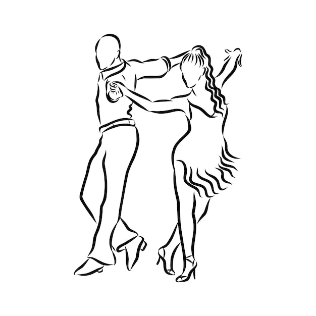 Para tancerzy latynoamerykańskich, szkic ilustracji wektorowych