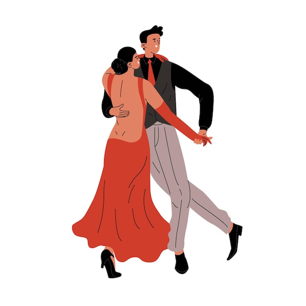 Para tańcząca tango Gorący taniec latynoamerykański ujawniający związek między mężczyzną a kobietą Obraz dla szkoły tańca Ilustracja wektorowa izolowana na przezroczystym tle