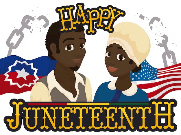 Para Z Usa I Flagą Juneteenth Gotowa Na To Amerykańskie święto