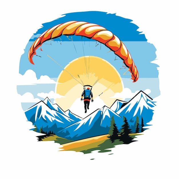 Plik wektorowy paraglider na tle gór ilustracja wektorowa