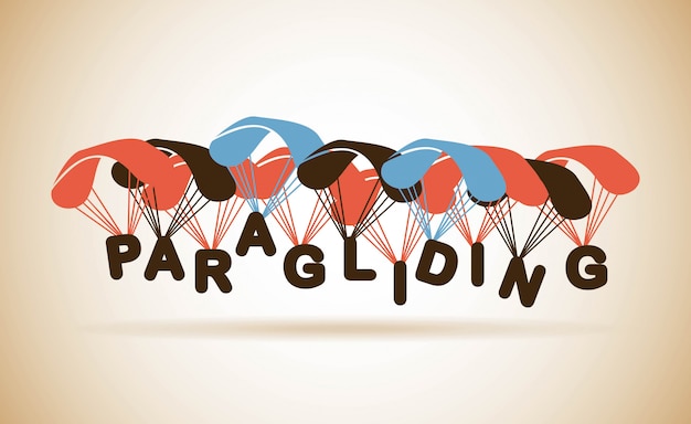 Paragliding Projekt Nad Beżową Tło Wektoru Ilustracją
