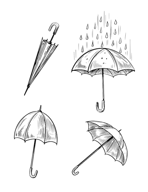 Parasol. Ilustracje Szkicu Wektorowego