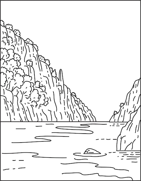 Park Narodowy Calanques W Południowej Francji Mono Line Art