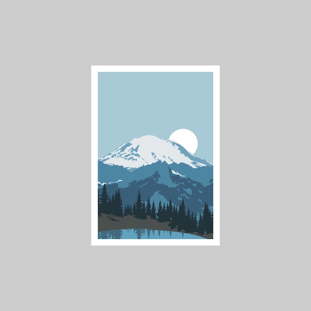 Park Narodowy Mount Rainier Projekt Ilustracji Wektorowych Plakatu