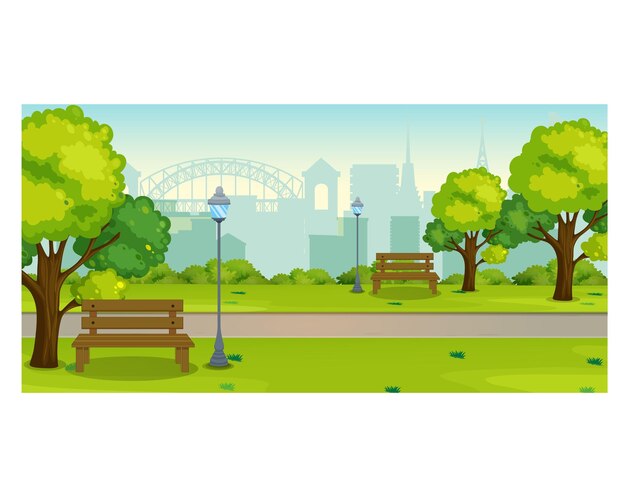 Park w ilustracji wektorowej miasta miejskiego