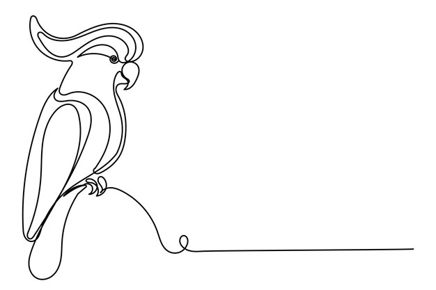 Parrot Bird Line Art Doodle Illustration Silhouette Outline Bird Symbol Contour Ręcznie narysowana krzywa