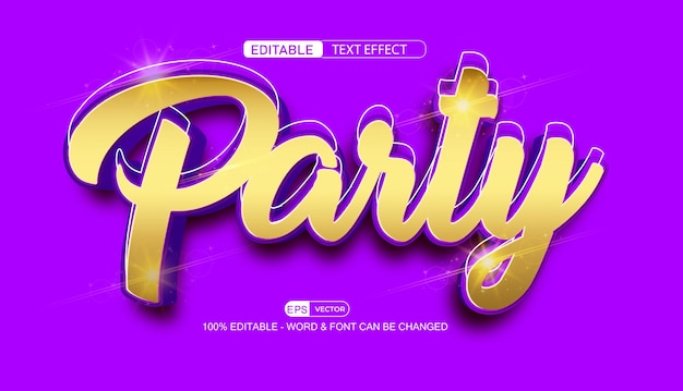 Party Edytowalny Tekst Efekt Wektor 3d Styl