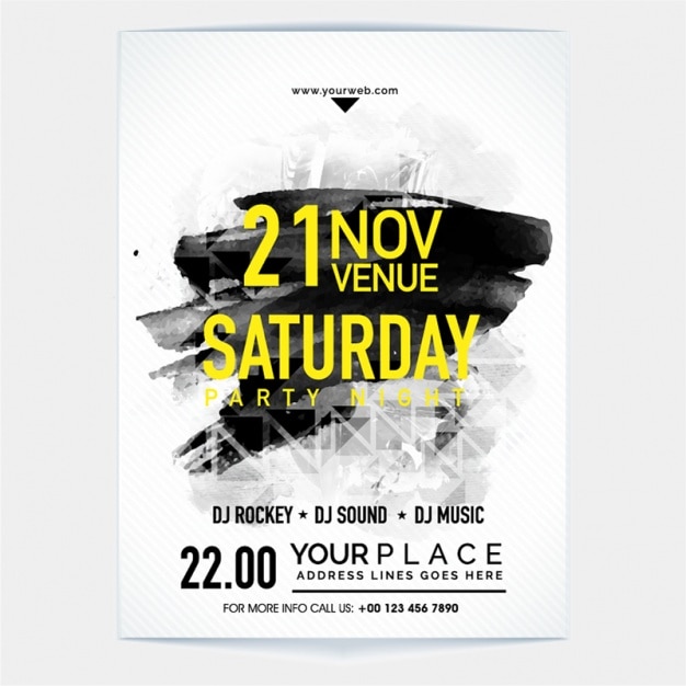 Party plakat szablon z czarną plamą