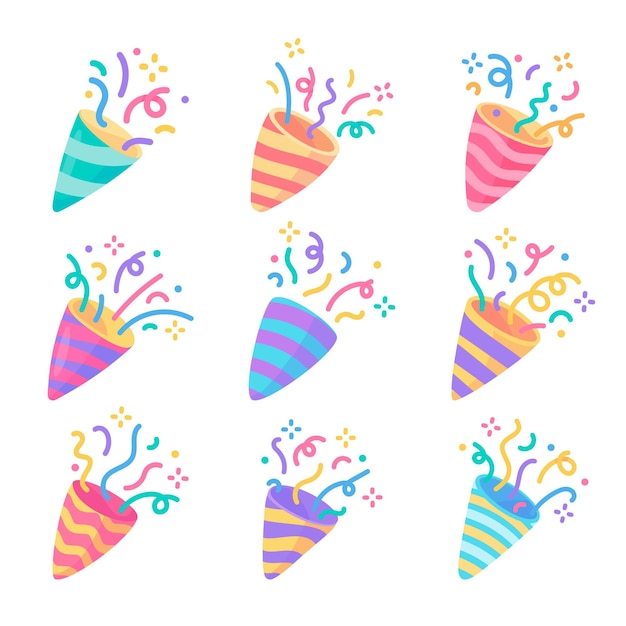 Party poppers wybuchają konfetti na imprezach urodzinowych