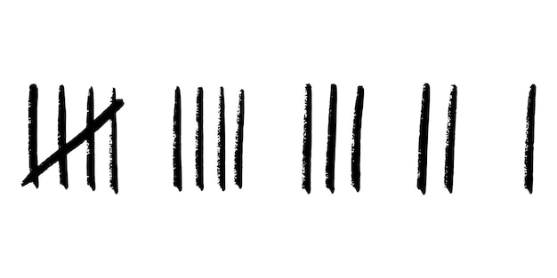 Pasek Doodle Count Policz dni liczone w ukośnikach na ścianach bezludnej wyspy lub ilustracji wektorowych więzienia
