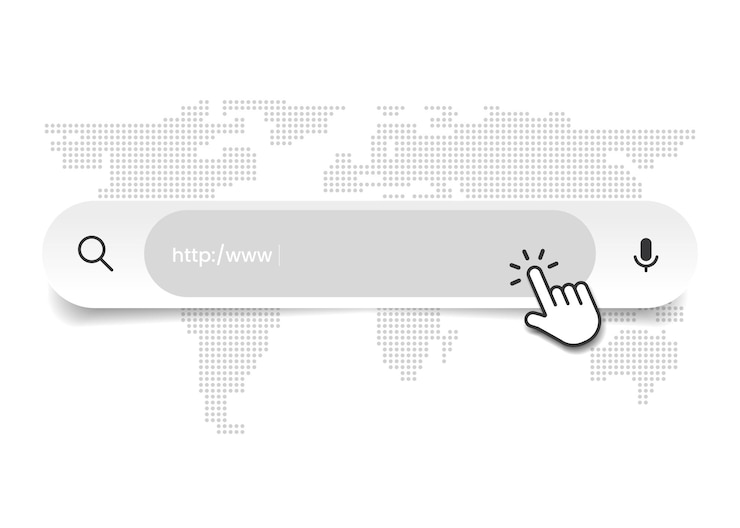 Wektor pasek wyszukiwania wyszukiwarki internetowej dla aplikacji mobilnej adres wyszukiwania i pasek nawigacji