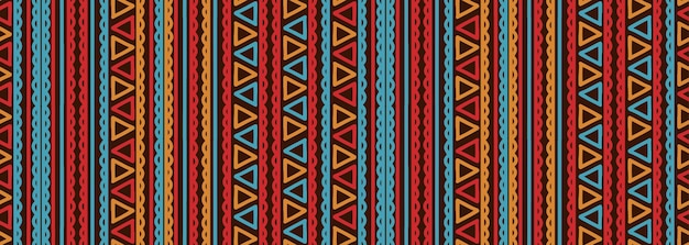 Paski Trójkąt Wzór Tribal Ręcznie Rysowane Powtórz Geometryczny Kolorowy Rysunek Afrykańskie Navajo Tło Etniczne Wektor Ilustracja Dobre Do Drukowania I Pakowania Tekstyliów