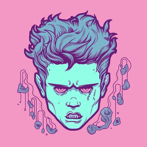 Pastel Grafika Clipart Tshirt Projekt Wektor Wydrukować Zombie