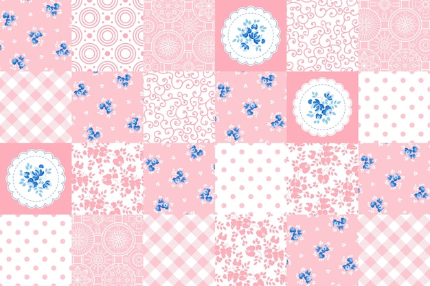 Patchwork różowy wzór ilustracji wektorowych