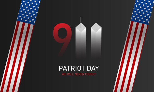 Patriot Day, Którego Nigdy Nie Zapomnimy. Wieże. 11 Września. Flaga Usa. Ilustracja Wektorowa