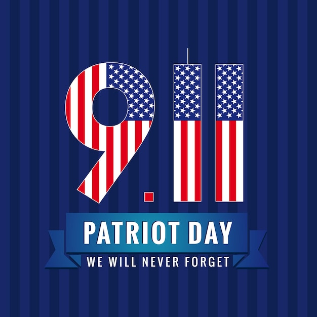 Patriot Day Usa 911 Kreatywny Typografia. 11 Września Nigdy Nie Zapomnimy Kwadratowego Banera Rip.