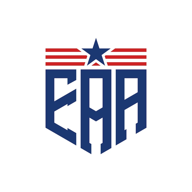 Wektor patriotyczne logo eaa z gwiazdą i amerykańską flagą