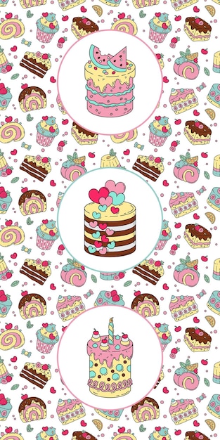 Plik wektorowy pattern_cake set_01