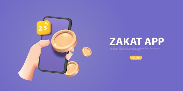 Plik wektorowy pay zakat lub flat design of donate lub online zakat aplikacja dla 3d ramadan koncepcji