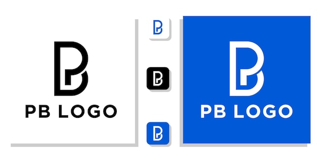 Plik wektorowy pb symbol litery początkowy alfabet z szablonem aplikacji
