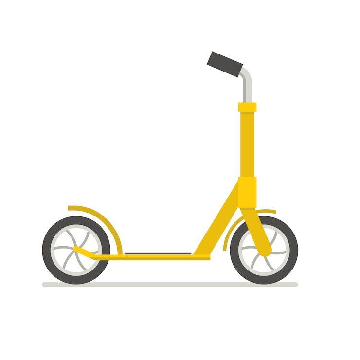 Wektor pchnij ilustracji hulajnoga równowaga kick rower w kolorze żółtym na białym tle