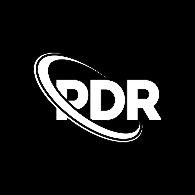 PDR logo PDR litery PDR logo inicjały PDR logo połączone z okręgiem i dużymi literami monogram logo PDR typografia dla biznesu technologicznego i marki nieruchomości