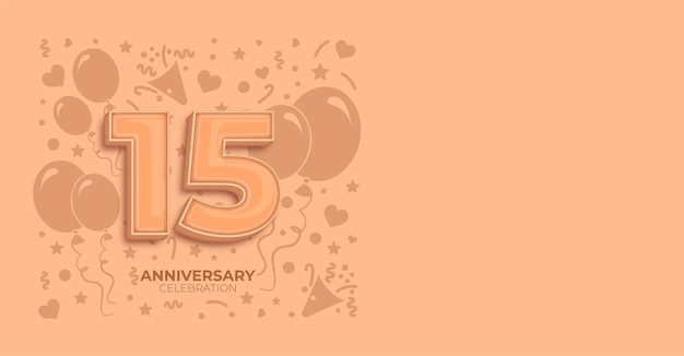 Peach Fuzz Color Effect Vector Banner na uroczystości piętnastej rocznicy lub urodzin