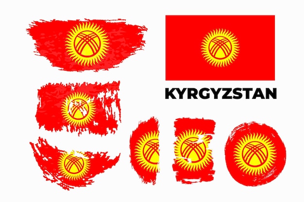 Pędzel Flaga Kraju Kirgistanu Szczęśliwy Dzień Niepodległości Kirgistanu