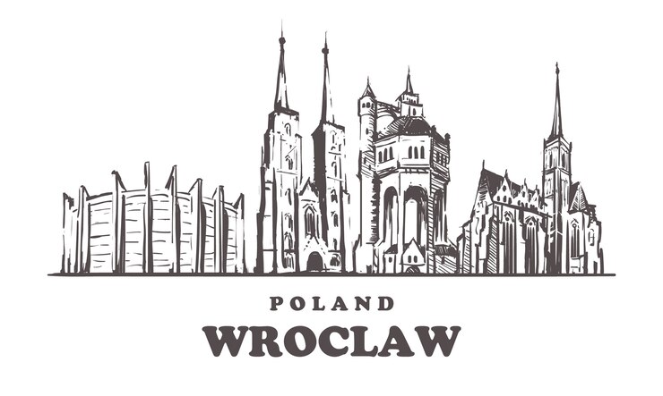Wektor pejzaż wrocław, polska