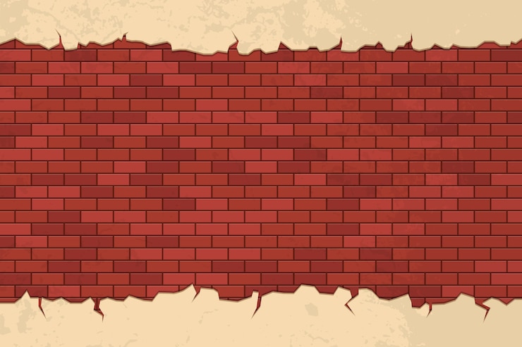 Wektor pęknięcia cegły na ilustracji ściany