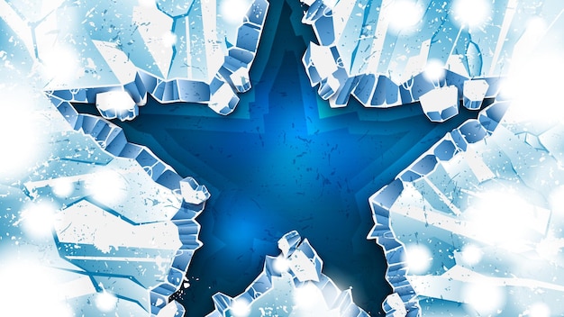 Plik wektorowy pęknięcia lodu w kształcie gwiazdy na zimowym tle
