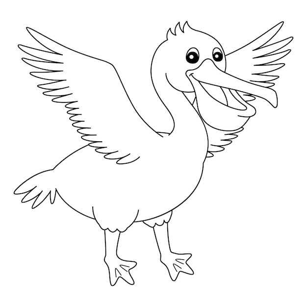 Pelikan Animal Coloring Page Na Białym Tle Dla Dzieci