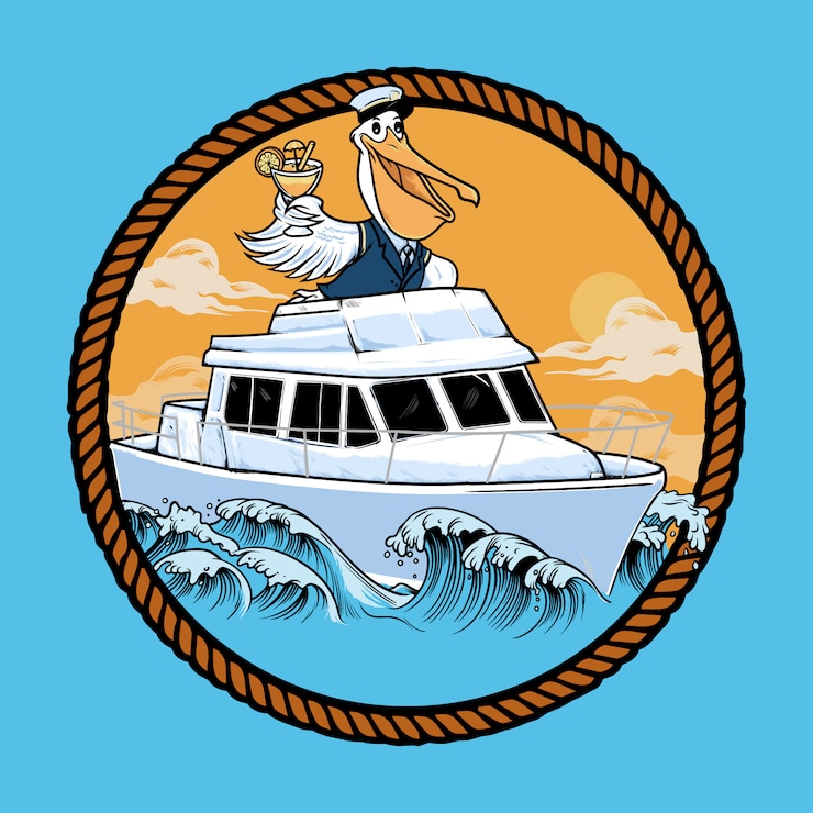 Wektor pelikan koktajl yatch ilustracja