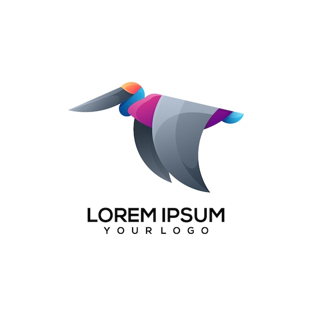 Pelikan Kolorowa Ilustracja Logo