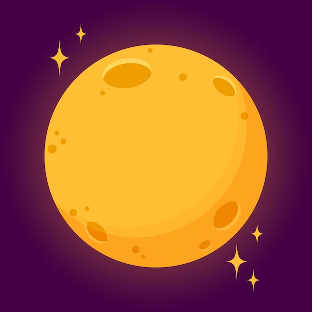 Plik wektorowy pełnia księżyca i gwiazdy w stylu kreskówki ikona astronomia ziemia satelita ilustracji wektorowych
