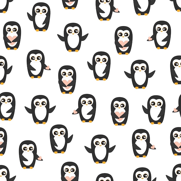 Penguin Seamless Vector PatternWektor tła