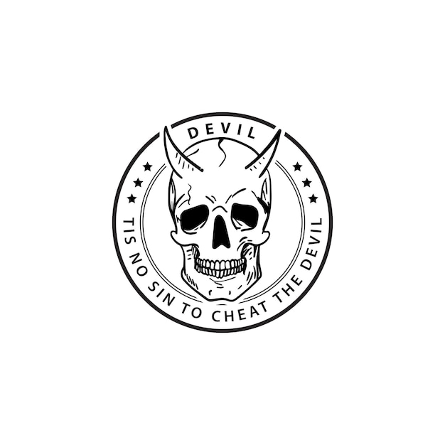 Plik wektorowy pentagram devil warrior vintage retro gaming logo projekt szablon