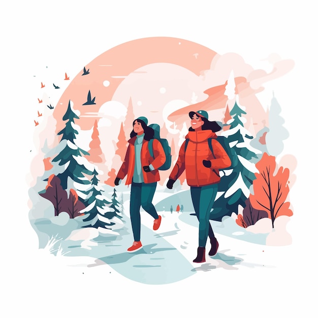 Plik wektorowy people_enjoying_winter_trip_vector