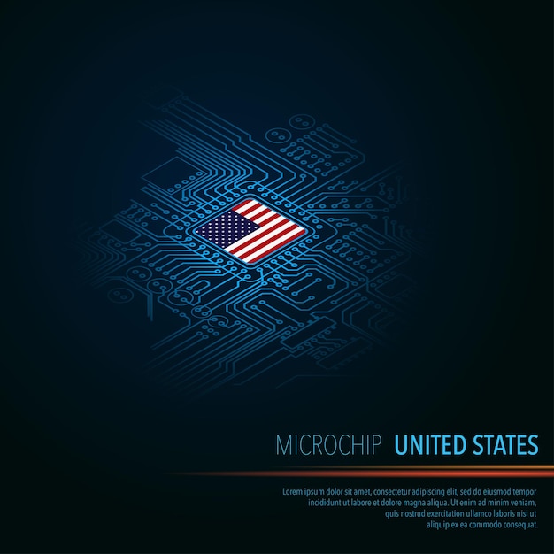 Perspektywa obwodu elektrycznego USA niebieski mikroprocesor