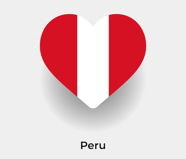 Peru Flaga Kształt Serca Ikona Ilustracja Wektorowa