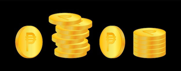 Plik wektorowy peso izometryczne 3d fizyczne monety waluta cyfrowa złote monety z symbolem peso