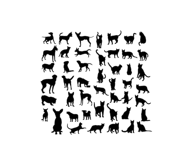 Pet Animal sylwetki sztuka wektor wzór