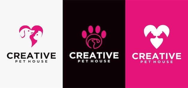 Pet Cat Dog Logo Pet House Pet Dog Logo Wektor Logo