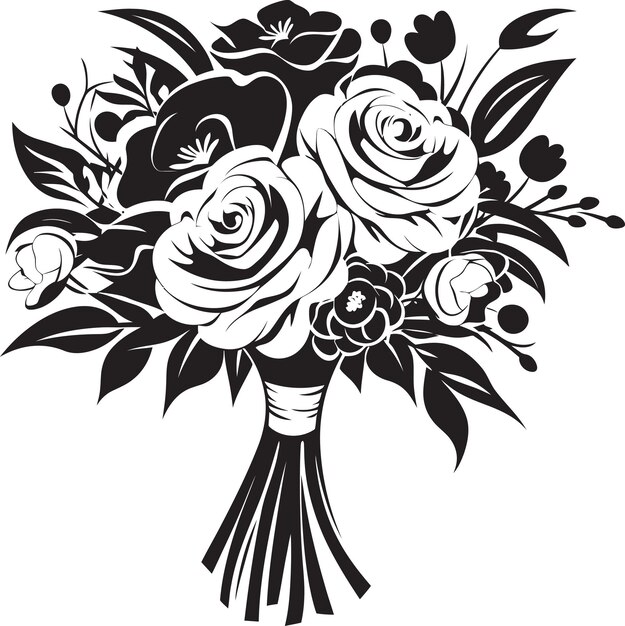 Plik wektorowy petal elegance bridal vector symbol radiant posy design czarny bouquet emblem