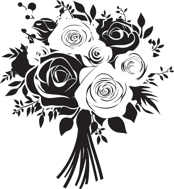 Petal Harmony Bridal Vector Symbol Radiant Posy Elegance Czarny Emblem Design